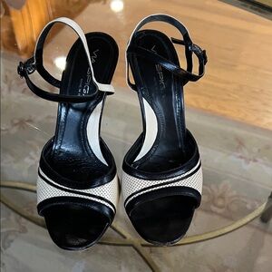 Via Spiga Black and White Strappy Heels
